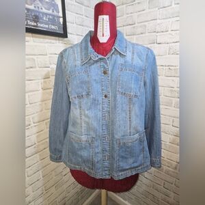 Baccini Light Blue Denim Button-Up Jacket SZ XL
